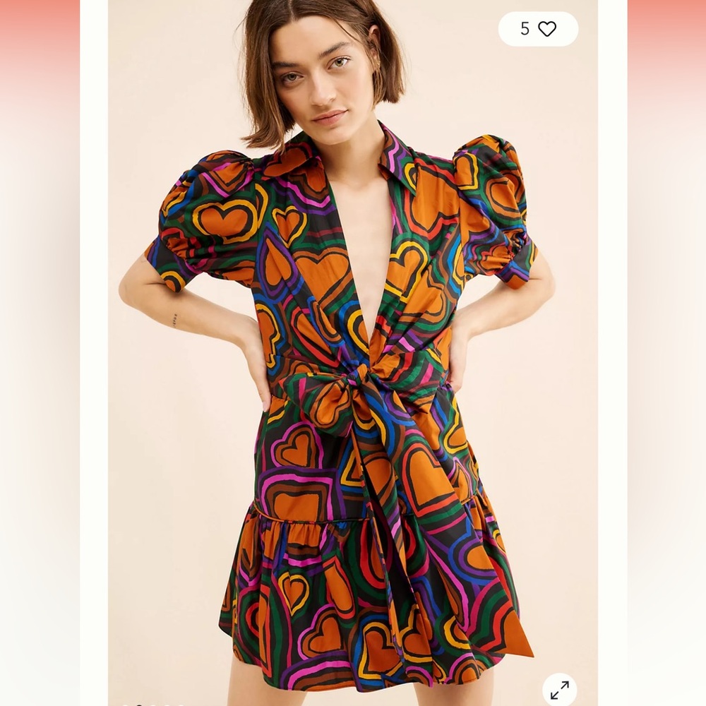 FARM Rio Short-Sleeve Bow-Front Mini Dress